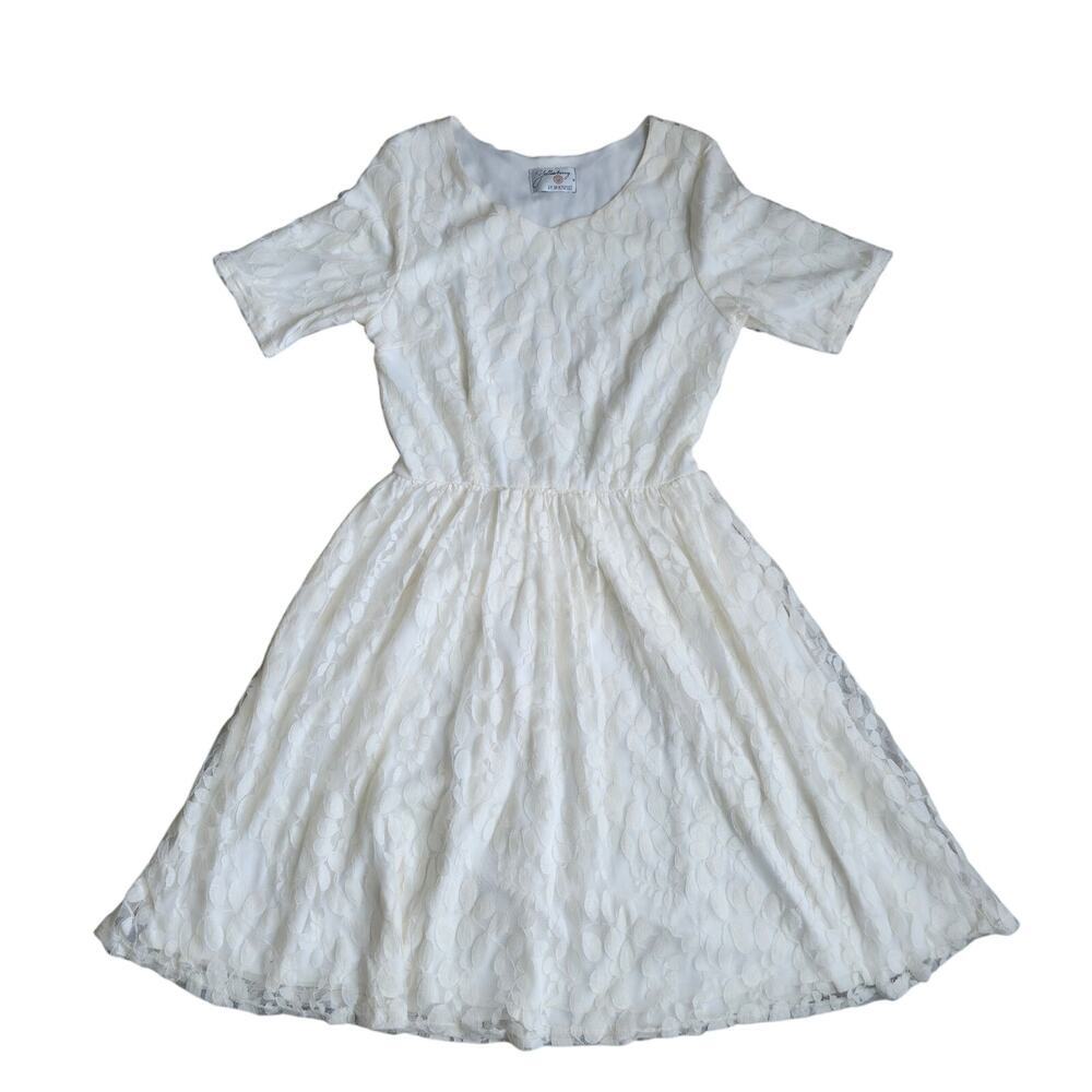 Mikarose Yellowberry Cream White Lace Floral Dress Women Sz M